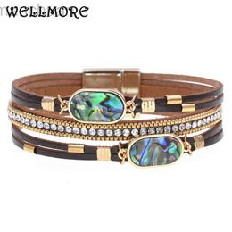 Bangle WELLMORE NEW vintage leather bracelets for women 7 colors 3 size magnet charm Bracelets Bangles Female fashion Jewelry ldd240312