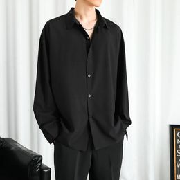 Solid Shirt Men Black Long sleeved Shirts Korean Comfortable Blouses Casual Loose Classic Single Breasted 240307