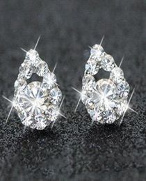 Silver Plated Rhinestone Diamond Earrings Bridal Jewellery Wedding Earrings Evening Party Jewellery Women Prom South Korea039s anti6949403