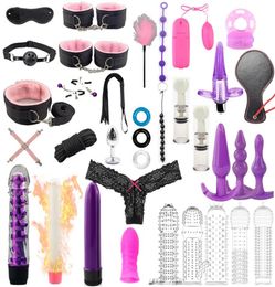 35 Pcsset Toys for Adults Sex Products bdsm Sex Bondage Set Handcuffs Dildo Vibrator Whip Erotic Adult Game Sex Toys for Women Y26786376