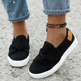 Dress Shoes 2024 Summer Casual Canvas Flat Women Bowknot Slip-on Platform Sneakers Woman Breathable Comfortable Women's