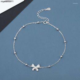 Anklets Romantic Gift for Women Real Sterling Silver Sparkling Zircon Decorative Ankle Bracelet Simple Designer Anklet