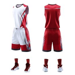 High quality kids men throwback basketball training jersey set blank team tracksuits breathable sport uniforms custom 240306