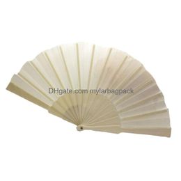 Party Favor Wholesale 100Pcs Plain Dyed Blank Folding Hand Fan Fabric Plastic Spanish Dance 364 Drop Delivery Home Garden Festive Supp Dhxfl