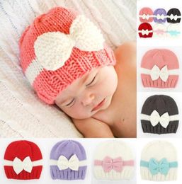 Knitted Boys Cap Kids Girls Boys Bow knot Knitted Crochet Hat Newborn Winter Warm Cap Winter Hats For Girl8510193