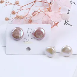 Stud Earrings Simple Style Daily Natural Colour Coin Pearl Earring For Appointment