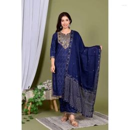 Ethnic Clothing Women Salwar Kameez Dupatta Set Straight Pants Embroidery Work Palazzo