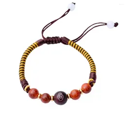 Charm Bracelets Fashion Men's Bracelet Natural Red Sandalwood Beads Hand Knotted Adjustable Rope Chain Wholesale