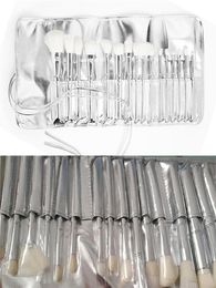 Kylie Jenner Makeup 16pcsSet Silver Color Metal Tube Soft Hair Brushes Cosmetics Beauty Tools Toiletry Kit with Bag1879888