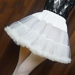 Skirts 2024 Women Girls Ruffled Short Petticoat Solid White Color Bubble Skirt P