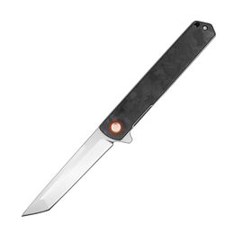 Special Offer M3052 Flipper Folding Knife D2 Stone Wash Tanto Point Blade CNC Carbon Fibre with Steel Sheet Handle Ball Bearing Washer Outdoor EDC Pocket Knives