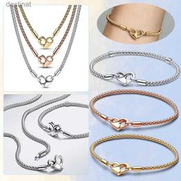 Beaded New 925 Silver Heart Bracelet Padlock Clasp Snake Chain Loved Anniversary For Women Gifts Valentines Day For Party Marriage DiyL24213