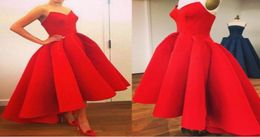 Red Cocktail Dresses Sweetheart High Low Floor Length Satin Ruffles A Line Fomal Party Gowns Custom Made Prom Dress7811096