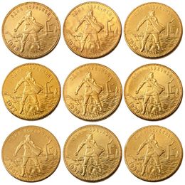 1923-1982 9pcs Different dates Soviet Russian 1 Chervonetz 10 Roubles CCCP USSR Lettered Edge Gold Plated Russia Coins COPY188C