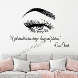 Make Up Quotes Wall Stickers Beautiful Eye Eyelashes Lashes Extensions Eyebrows Beauty Salon Brows Vinyl Wall Decals Decor263Q