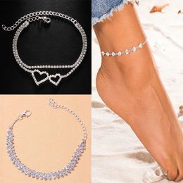 Beaded Luxury Crystal Cubic Zirconia Womens Anklet Bracelet Fancy Ankle Accessories Engagement Wedding Sandals Foot AccessoriesL24213