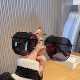 New polarized sunglasses for men high-end double beam sunglasses for women UV resistant driving mirrors trendy large frame