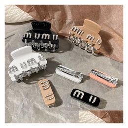 Clamps Fashion Brand Colour Cute Girl Pink Rhinestone Clip Designer Love Hairjewelry Autumn Women Metal Shark Hair Barrette Halloween Otpky