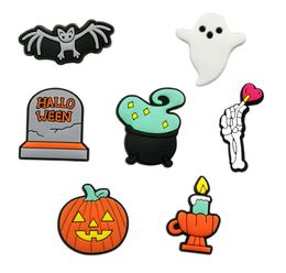 20pcs Halloween Charms Pumpkin Soft Pvc Shoe Charm Accessories Decorations custom JIBZ for shoes childrens gift9235858