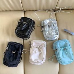 HBP Non-Brand New style Simple womens cross bag Water Resistant Nylon cloth Zipper mini phone PU Drawstring Ruffles small crossbody