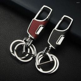 Keychains Metal Car Keyring Gift Rotatable Double Switch Leather Key Chain Simple Fashion Holder Rings Buckle Father