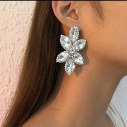 Dangle Earrings Luxury Shiny Rhinestone Leaf Shaped Pendant Exquisite Female Accessories Nightclub Jewelry Crystal