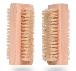 Natural Boar Bristle Brush Wooden Nail Brush Foot Clean Brush Body Massage Scrubber Make Up Tools EWF33315070752