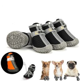 4pcsset Waterproof Pet Dog Shoes Antiskid Puppy Rain Chihuahua Walking Boots Breathable Cat Socks Paw Accessories 240304