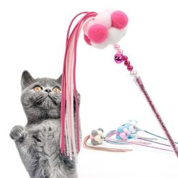Cat Toys Fringed Bells Funny Stick High-quality Polyester Wool Ball Fabric PVC Tube301Q