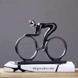 Modern Abstract Resin Bicycler Cyclist Statue Bicycle Rider Statue Bike Racer Rider Figurine Office Living Room Decor 240305