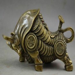 China Copper Carve Whole Body Wealth Lifelike zodiac ox Statue289G