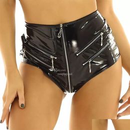 Briefs Panties Bright Pvc Patent Leather Briefs Sexy Womens High Waist Shorts Sha Panties Drop Delivery Apparel Underwear Dhblb