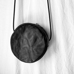 Evening Bags Retro Black Fashion Trend Leather Korean Round Shoulder Cowhide Soft Bag