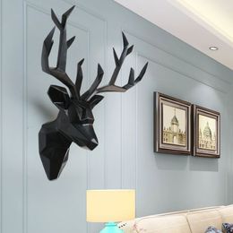 MGT Large 3D Deer Head Statue Sculpture Decor Home Wall Decoration Accessories Animal Figurine Wedding Party Hanging Decorations 23186