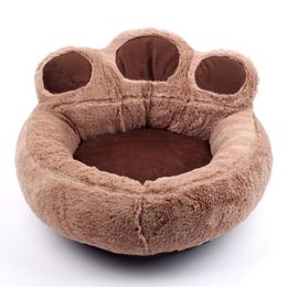 New Bear Paw DKennel Cat Pet PP Cotton Teddy Bed Basket For Small Medium Dog Soft Warm Beds House 201223301H