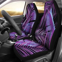 Car Seat Covers Purple Leaves Floral Flowers Plants Pair 2 Front Cover For Protector A