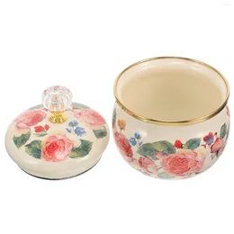 Dinnerware Sets Enamel Spice Jar Homedecor Candy Storage With Cover Accents Container Small Canister