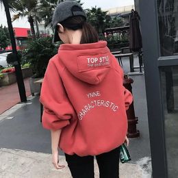 Blue Sweatshirts for Women Letter Tops Printing Hooded Text Hoodies Warm Y2k Japanese Streetwear Designer Xxl M E Female Clothes 240301