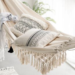 Large 2 Person Hammock Boho Style Brazilian Macrame Fringed Deluxe Double Net Swing Chair Indoor Hanging delivery 240320