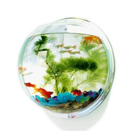 Aquariums Acrylic Plexiglass Fish Bowl Wall Hanging Aquarium Tank Aquatic Pet Products Mount For Betta276D