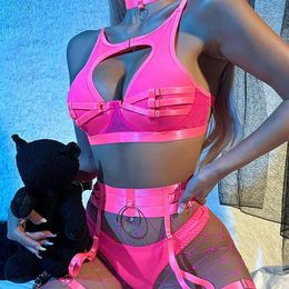 Luxury Underwear Women Lingerie Lace Set Porn Under Wear That Can See Hollow Out Fishnet Stocking Intimate with Ring Sissy Bra 240305