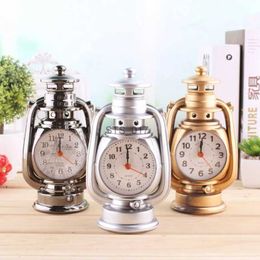 Other Clocks Accessories 1Pc Retro Kerosene Light Alarm Clock Vintage Alarm Clock Table Clock Living Room Decor Articles Office Craft OrnamentL2403