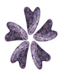 Purple Amethyst Jade Stone Gemstone Scraping Board for Body Massage Natural Crystal Guasha Board AntiWrinkle and Aging Health Car6983064