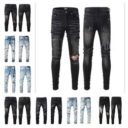 AA-88 jeans män lyxdesigner jeans rippade långa byxor cyklar herrkläder {färgen som skickas är samma som fotot}