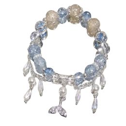 Jewelry designer for Women Glass Crystal Flowers Butterfly Pendant Beaded Bracelet Sweet Cool Bracelet For girls trendy Hand Bracelets