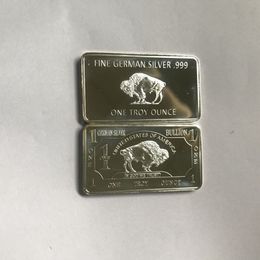 10 pcs Non Magnetic buffalo German silver plated 1 OZ ox animal 58 mm x 28 mm souvenir bullion bar2522