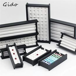 Wholesale large multidigit gem storage box diamond display V Groove colorful gems BoxPortableGem Display Tray with Lid 240309