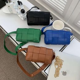 Discount Shops Waist Bag Womens Summer New Woven Pu Lattice One Shoulder Chain Colorful Candy Color Small Square Simple Messenger