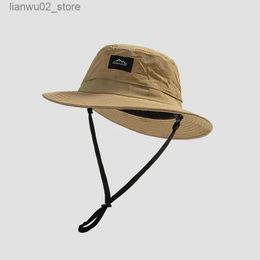 Wide Brim Hats Bucket Hats Waterproof fishing hat mens camping mountain couple bucket hat Japanese style letter embroidered Busket hat Q240312