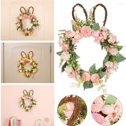 Decorative Flowers Spring Flower Wreath Artificial Easter Sign For Front Door Hanging Party Supplies Decor Garland